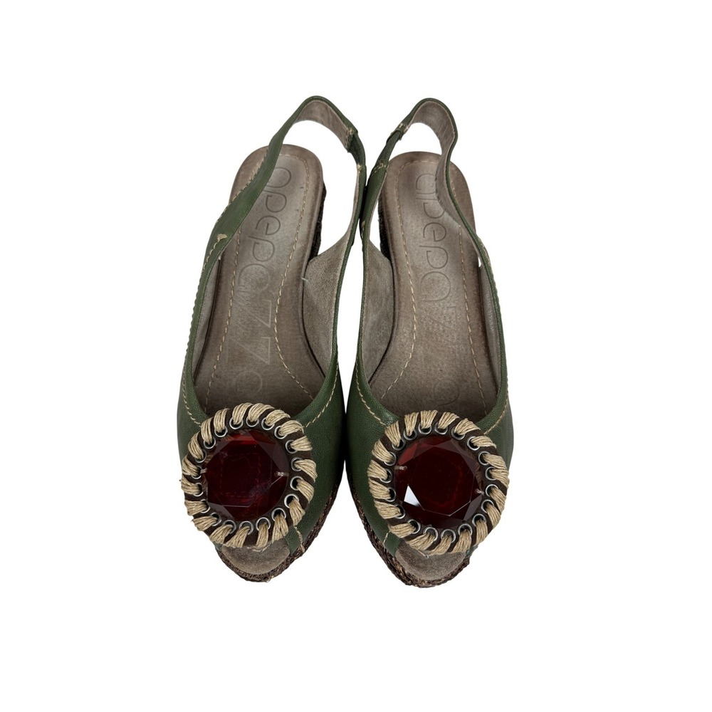 NEW IN BOX! Apepazza Cristallo Green Wedge Sling, Size 9